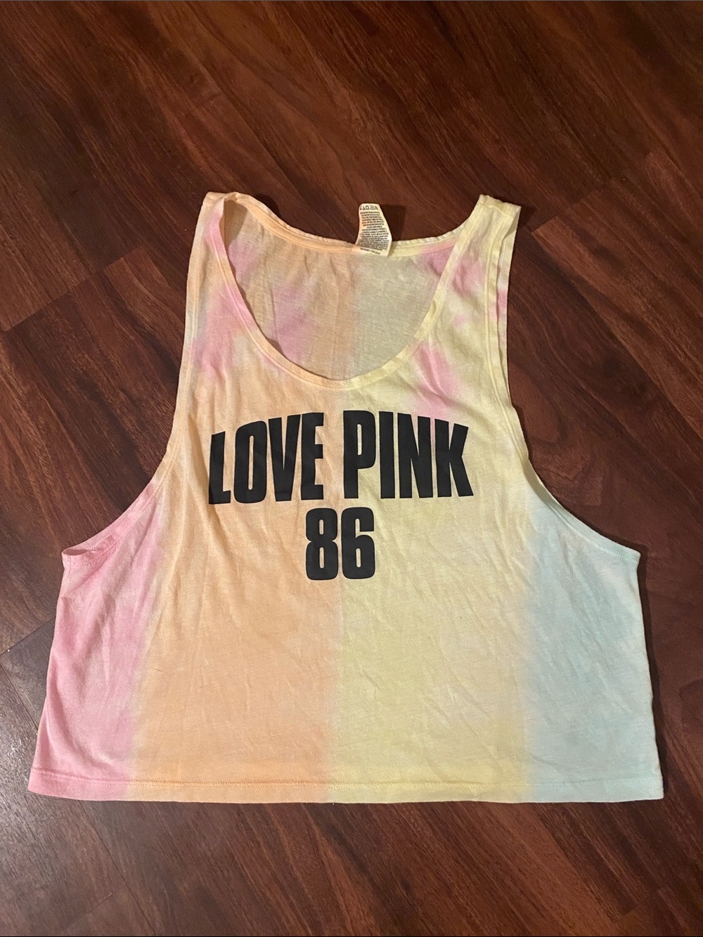 PINK Victoria's Secret Pastel Tie-Dye LOVE PINK 86 Crop Tank